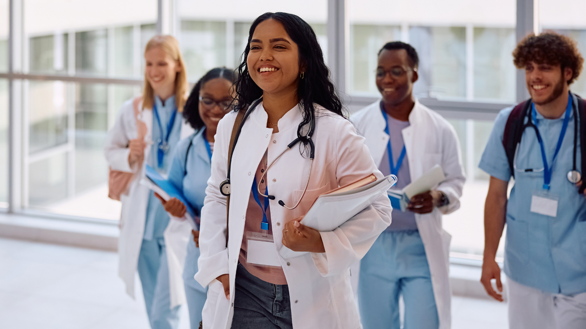Group of young physicians in a clinical setting. Advancing women’s voices: women physicians leading the future of sex-specific cardiovascular science—with new insights from amyloid cardiomyopathy