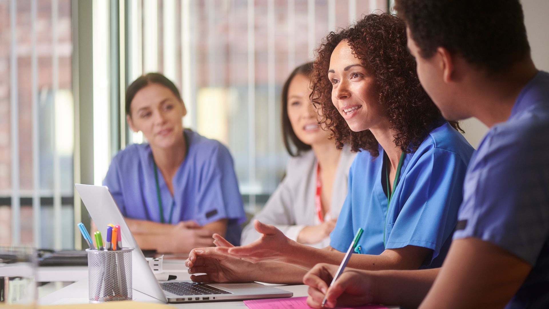 Group of cardiology doctors in an education setting