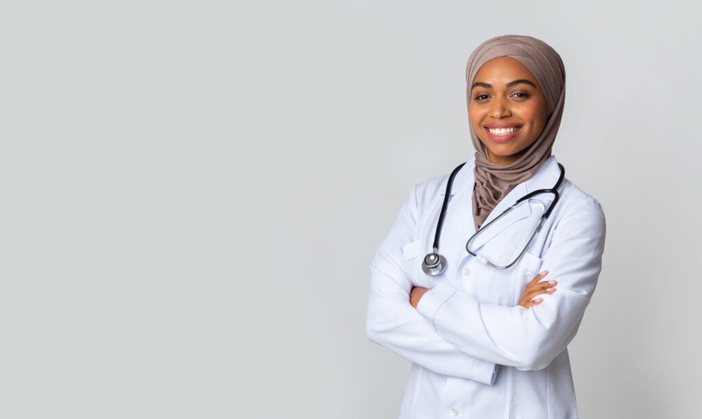 Smiling black woman doctor