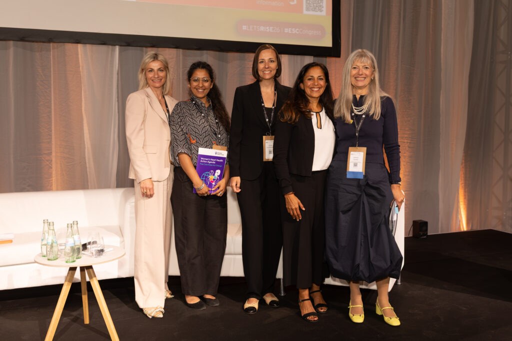 RISE @ ESC Congress 2026: Building a future where every woman in cardiology can lead 6 Dr. Shrilla Banerjee, Professor Barbara Casadei, Manjusha Chatterjee, Dr. Catharina Hamm, and Dr. Carolin Lerchenmüller, panelists at the RISE @ ESC Congress 2026 lunch symposia sponsored by Daichii Sankyo Europe.